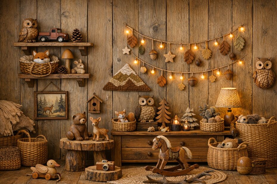 Pour compléter une chambre d'enfant rustique, les objets décoratifs inspirés de la nature sont particulièrement efficaces.